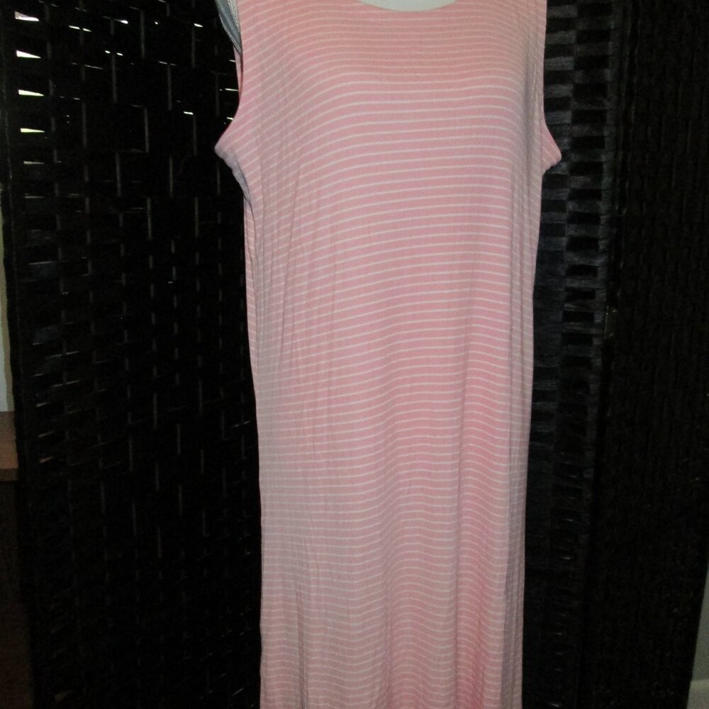 State of Day Sleeveless Ribbed Modal Blend Tank Nightgown Striped Pink NWT - Picture 9 of 9